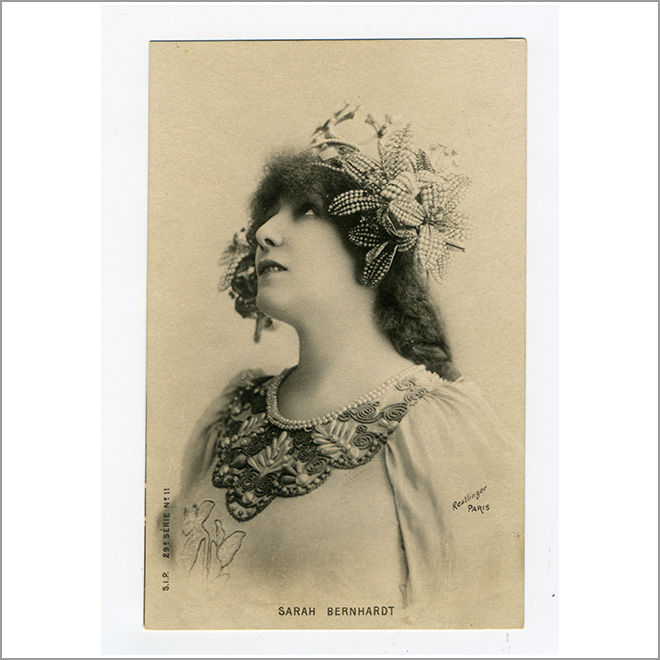 名刺版写真フランスアンティーク　ベル・エポックの大女優 サラ・ベルナール　カルトキャビネ