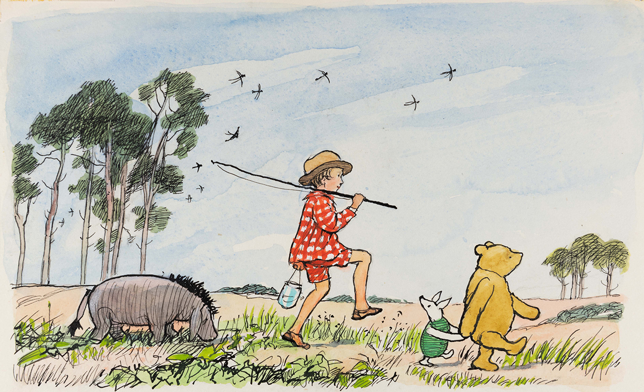 E. H. シェパード『絵本 クマのプーさん』原画 1965 年 E. H. Shepard, Illustration for The Pooh Story Book by A. A. Milne. Courtesy of Penguin Young Readers Group, a division of Penguin Random House, LLC. © 1965 E. P. Dutton & Co., Inc.