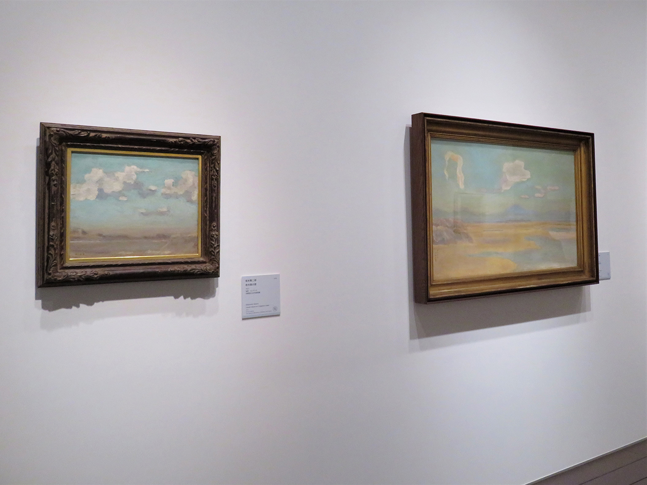 左から、坂本繁二郎《放水路の雲》1924年　久留米市美術館。同《熟稲》1927年、倉敷紡績株式会社