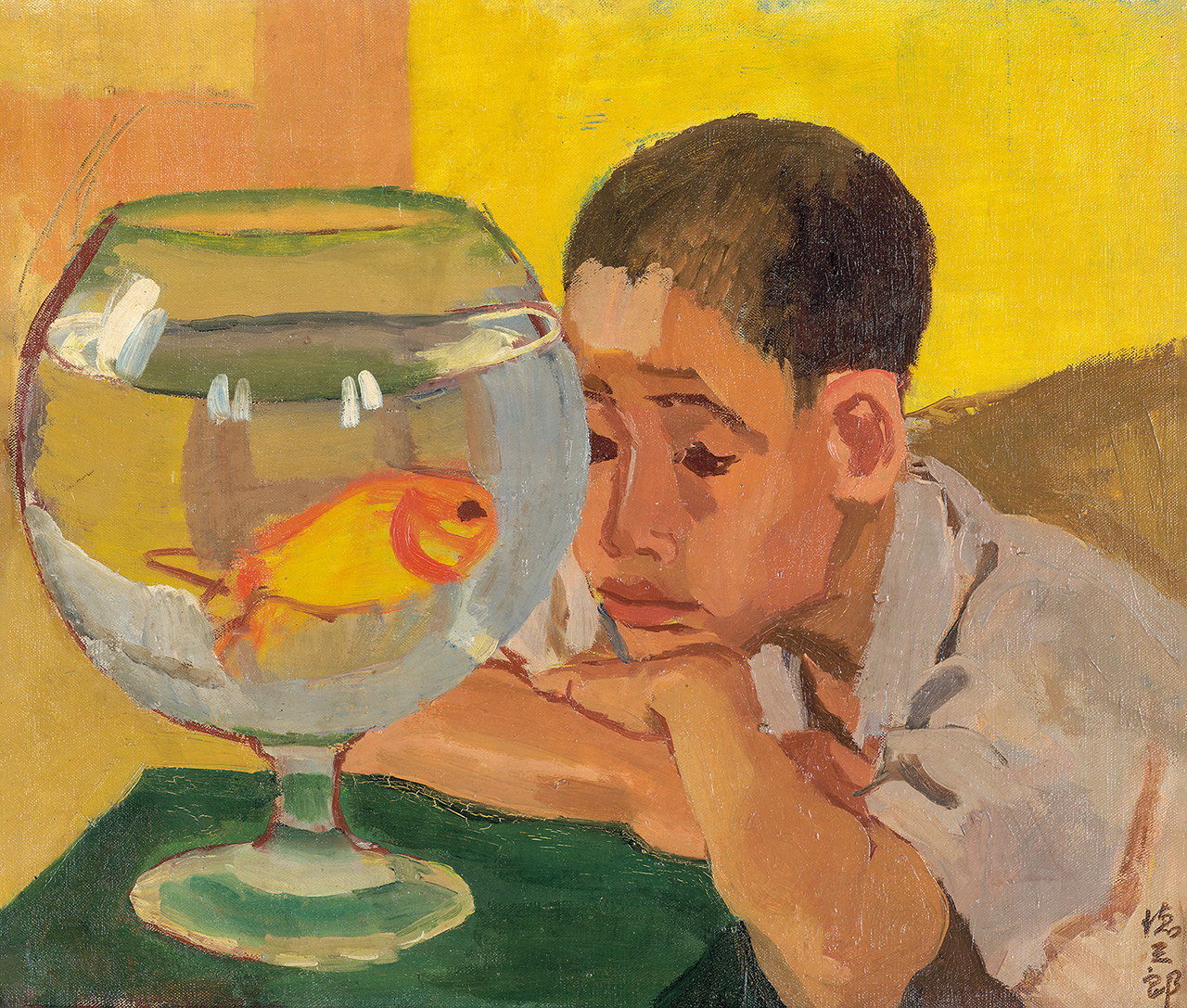 小林徳三郎「金魚を見る子供」1928年　東京国立近代美術館